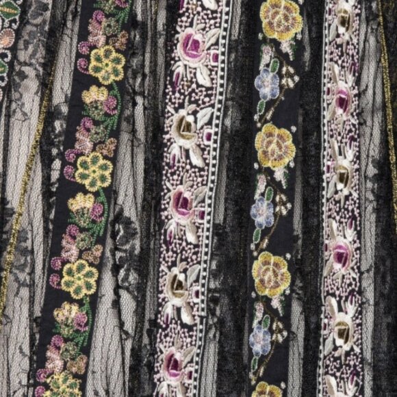NWOT Alice + Olivia Birdie Embroidered Black/Multi Midi Skirt M $696 - Picture 5 of 16